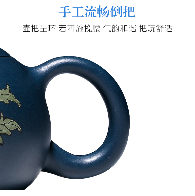 純手工紫砂壺，小巧琺瑯印花紫砂壺